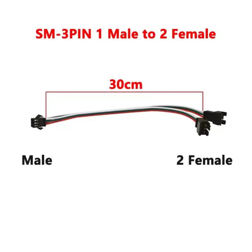 5PCS SM-3Pin Male Female Connector Extension Wire 20AWG Connector Extension Wire Nixie 1-2-30CM