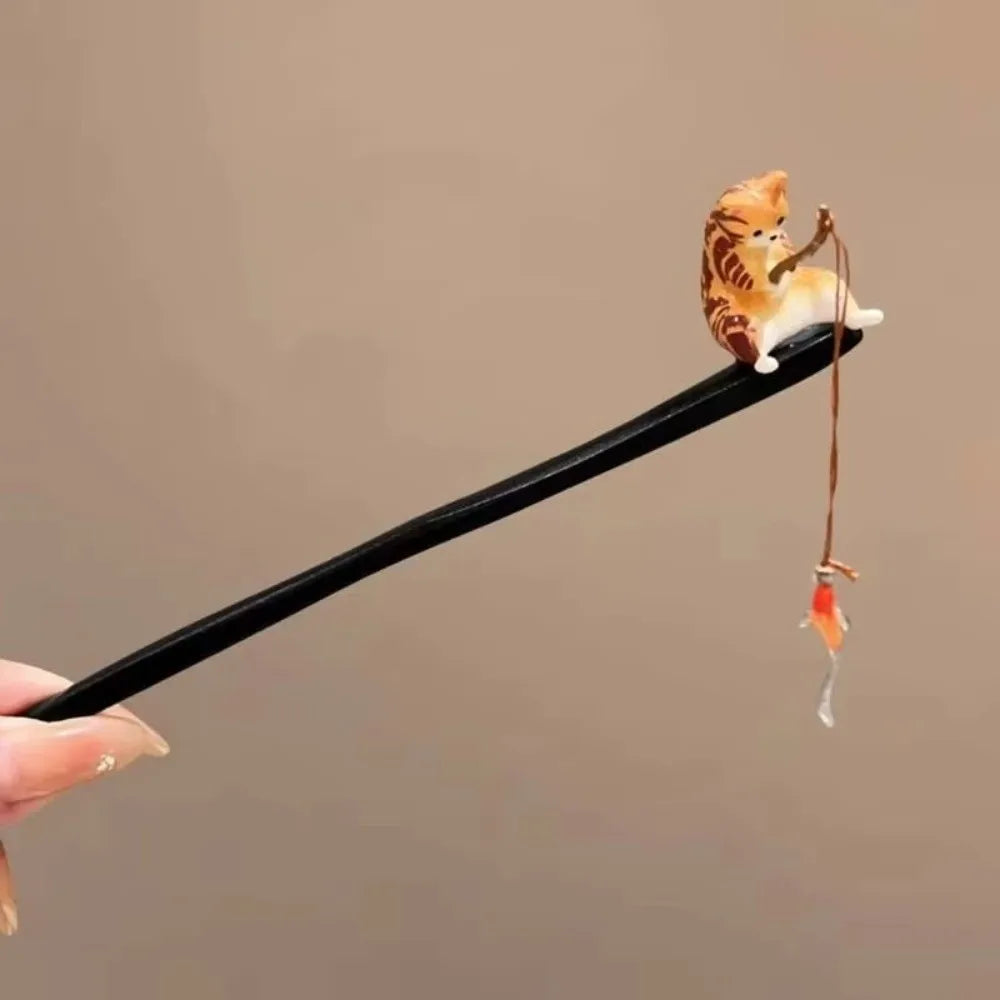 Retro Wooden Hair Stick Tassel Sandalwood Hanfu Accessory Wooden Hair Stick Nixie