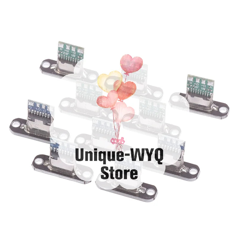 5Pcs USB 3.1 Type-C Female Connector Jack with Fixing Plate USB Type-C Connector Nixie
