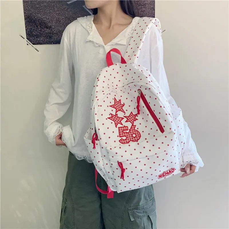 Korean Star Print Backpack – Large Capacity Lightweight Bag Student Backpack Nixie