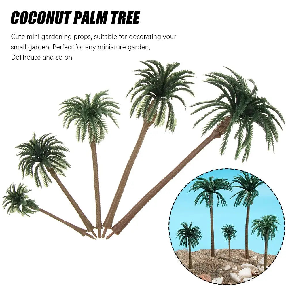 5Pcs Miniature Coconut Palm Tree Models – DIY Micro Landscape Miniature Landscape Figurine Nixie