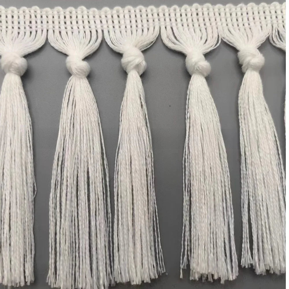 Boho Cotton Tassel Trim Ribbon 11cm Macrame Fringe – 1 Yard Tassel Fringe Trim Nixie A-1Knot