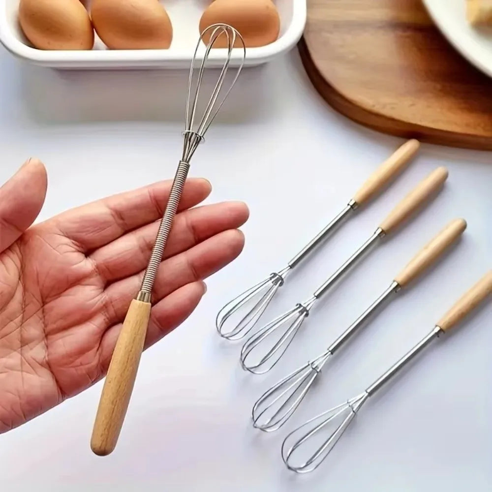 Nixie Mini Wood Handle Kitchen Whisk – Stainless Steel Egg Beater