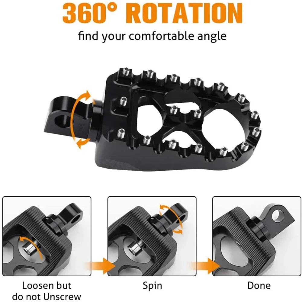 CNC Wide Fat Motorcycle Foot Pegs 360° Adjustable – Iron 883 Motorcycle Foot Pegs Nixie