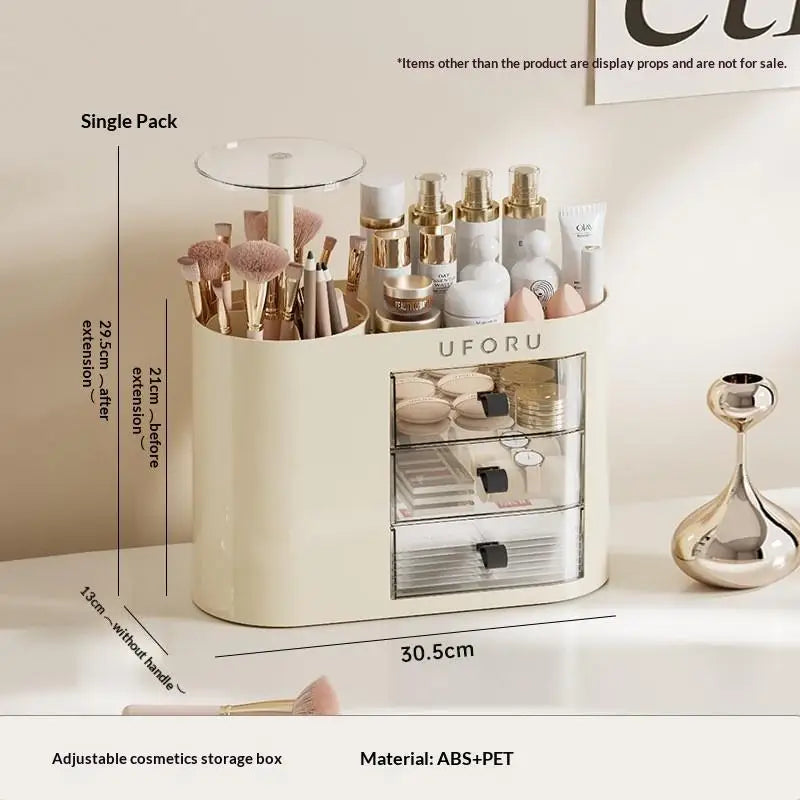 Auto Push Lift Makeup Organizer Drawer Set & Cosmetic Storage Makeup Organizer Nixie Beige