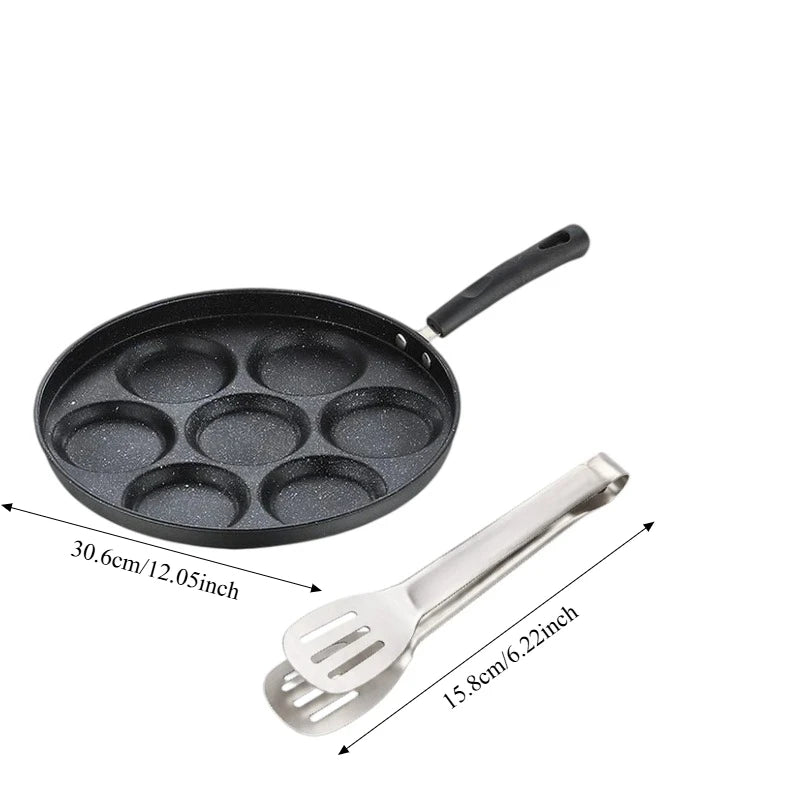 Cast Iron 7-Hole Egg Skillet Set with Tongs – Induction Safe Cast Iron Skillet Set Nixie 2 PCS-SET