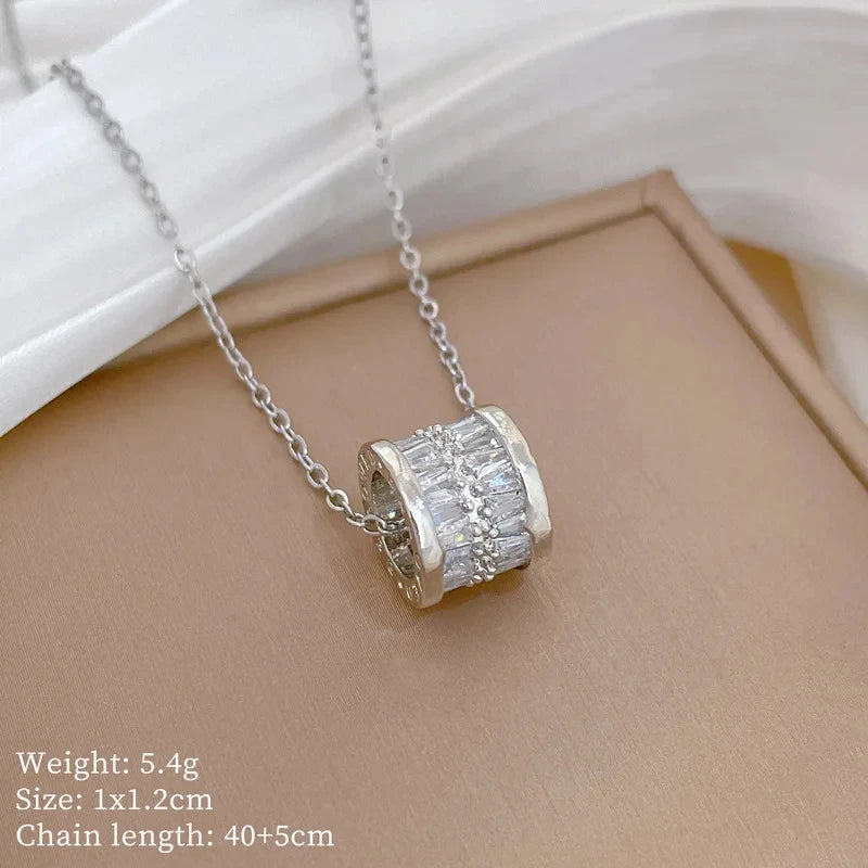 Minimalist Copper Zircon Pendant Necklace | Stainless Steel Chain Pendant Necklace Nixie XL2606-955