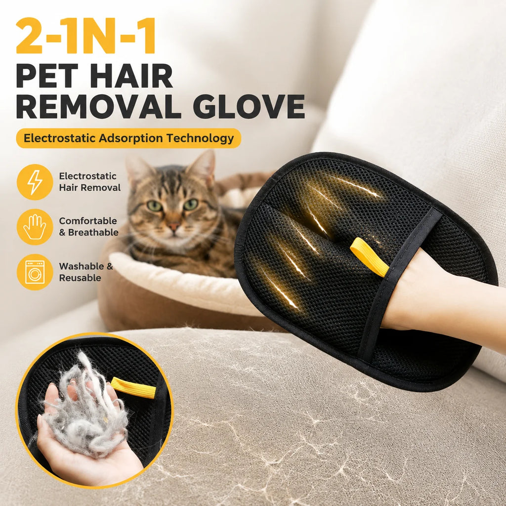 Pet Hair Removal Glove – Lint & Cat Hair Remover Tool Pet Hair Remover Glove Nixie