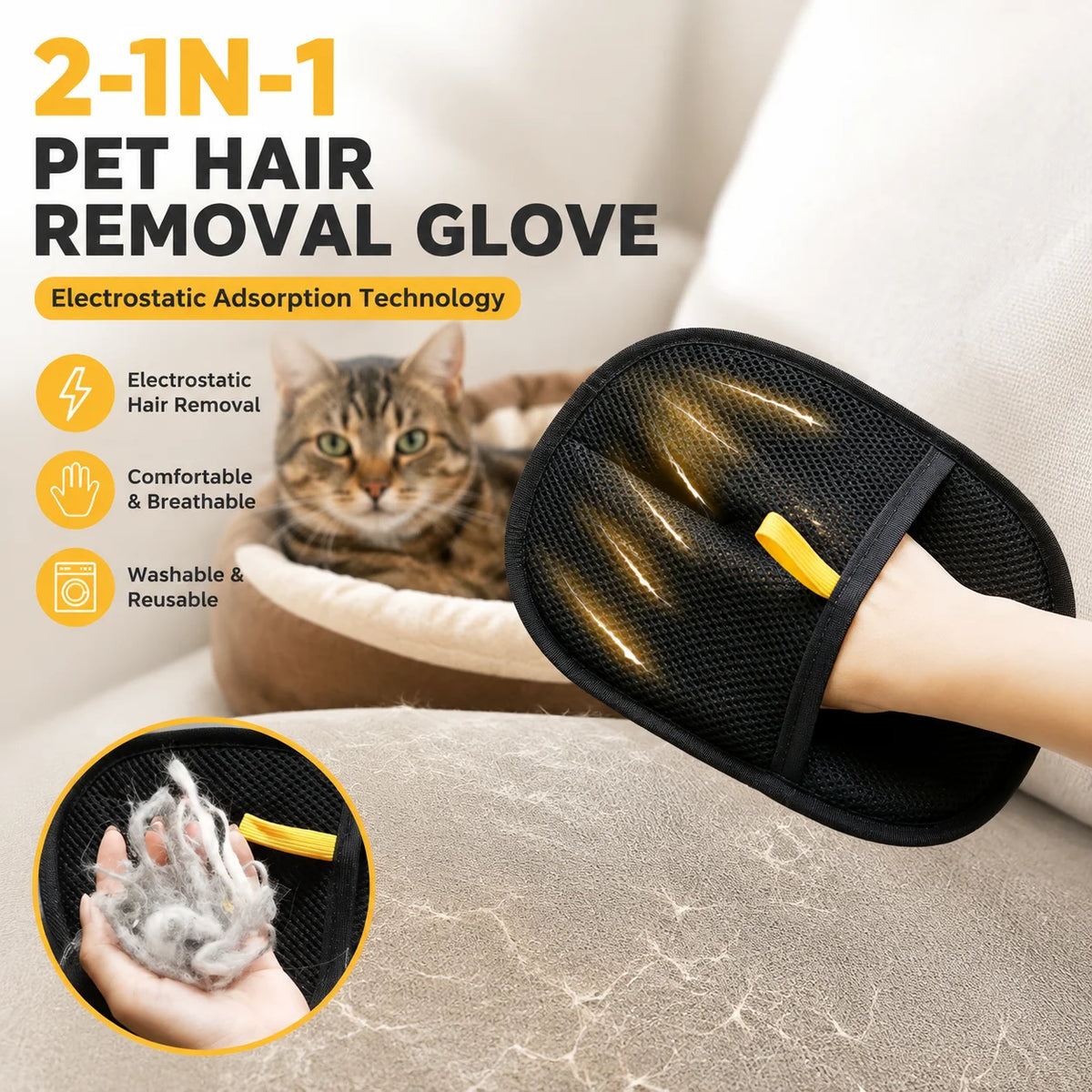 Pet Hair Removal Glove – Lint & Cat Hair Remover Tool Pet Hair Remover Glove Nixie