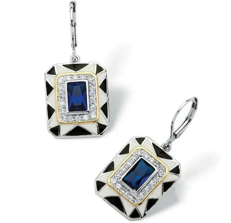 Silver Blue Geometric Drop Dangle Earrings | Fashion Jewelry Drop Dangle Earrings Nixie