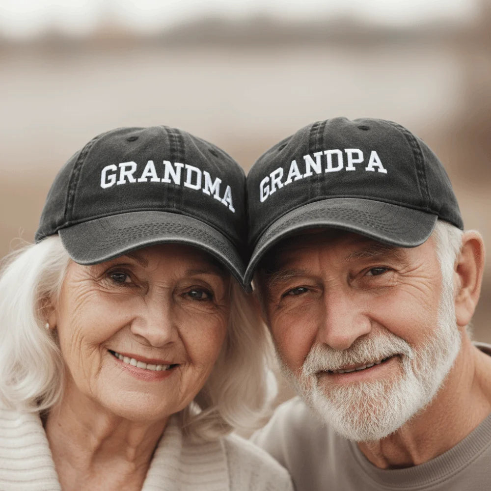 Grandpa Grandma Embroidered Baseball Cap – Vintage Cotton Hat Embroidered Baseball Cap Nixie