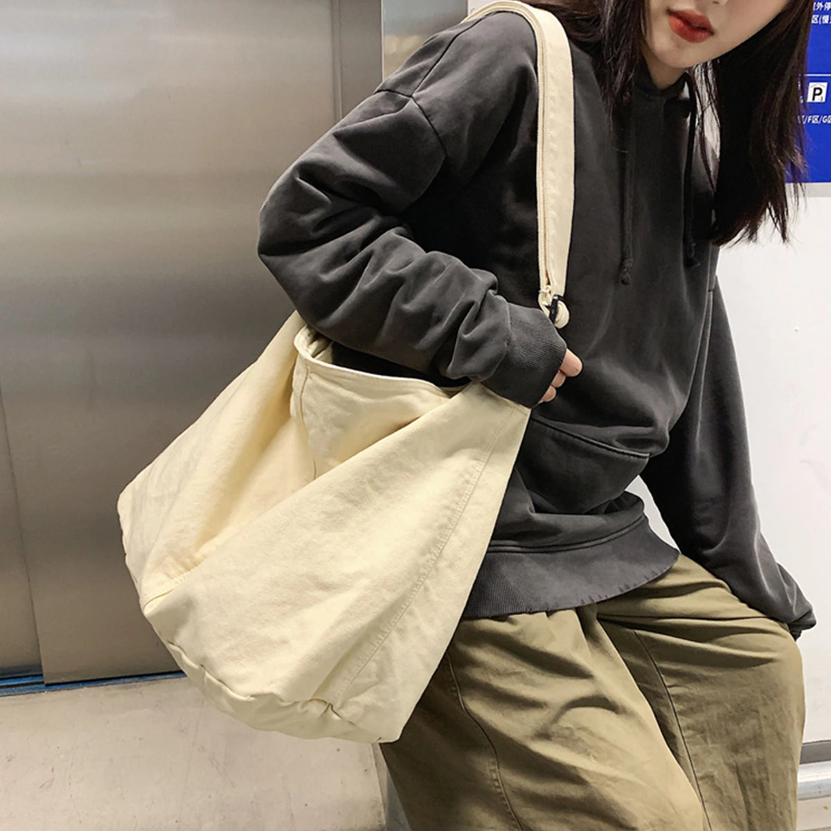 Large Canvas Crossbody Shoulder Bag & Tote – Unisex Hobo Bag Canvas Shoulder Bag Nixie