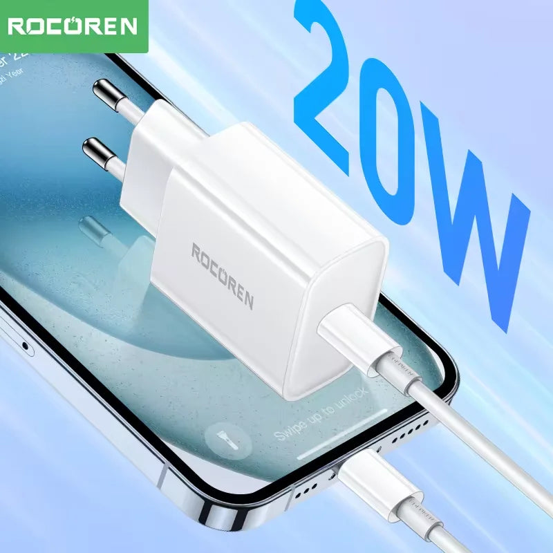 Rocoren 20W GaN USB-C Fast Charger PD3.0 QC3.0 – iPhone & Android GaN USB-C Charger Nixie