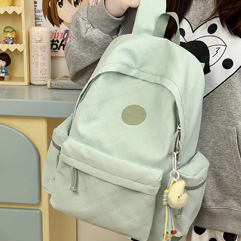 Korean Minimalist Diamond Pattern Women's Backpack Large Capacity Women's Backpack Nixie