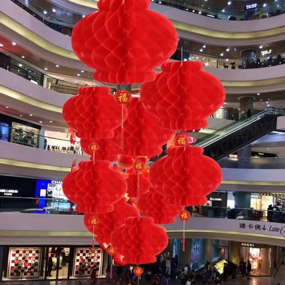 10Pcs Chinese Honeycomb Paper Lanterns – Festive Party Decor