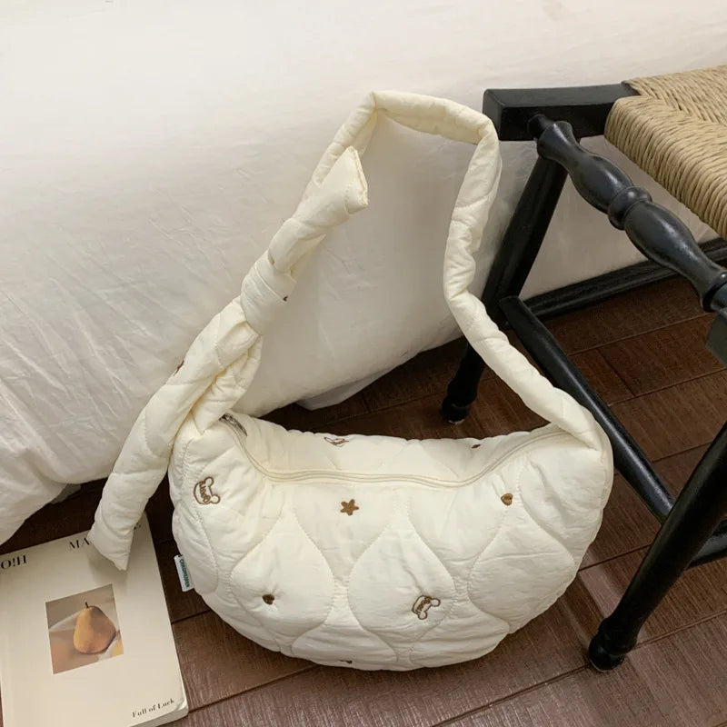 Women's Flannel Crossbody Shoulder Bag – Nixie Hobo Style Crossbody Shoulder Bag Nixie White (No Charm)