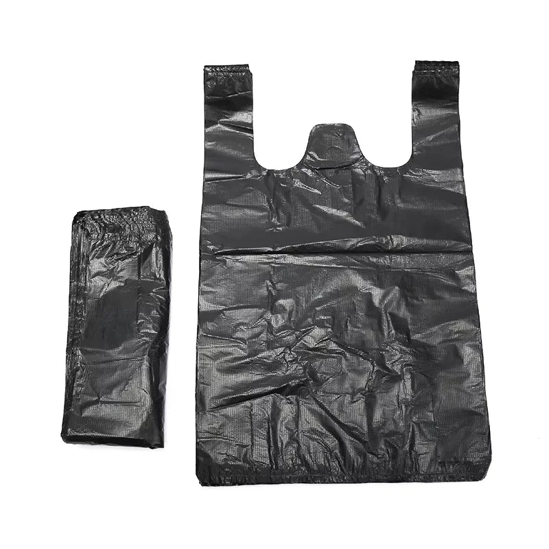 100pcs Black Heavy Duty Vest Poly Bags – Thick Carry Pouches Poly Carry Bags Nixie black 22X35cm 100PC