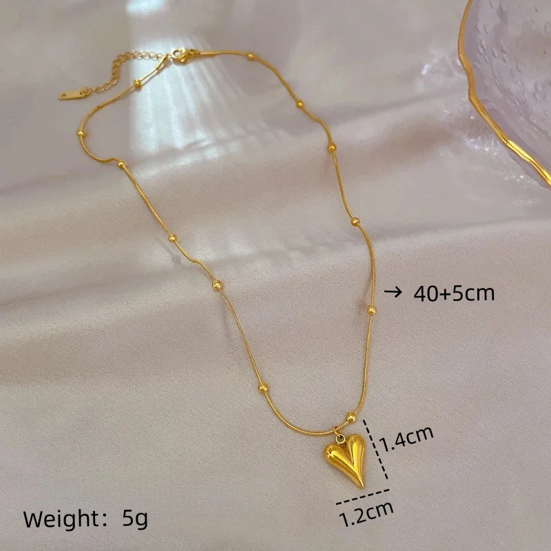 Beaded Heart Gold Clavicle Chain Necklace for Women Chain Necklace Nixie
