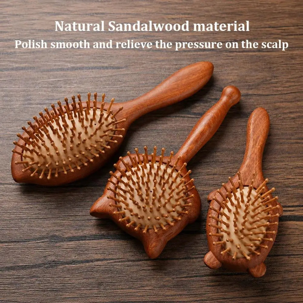 Sandalwood Air Cushion Hair Comb | Hand Carved Wood Brush