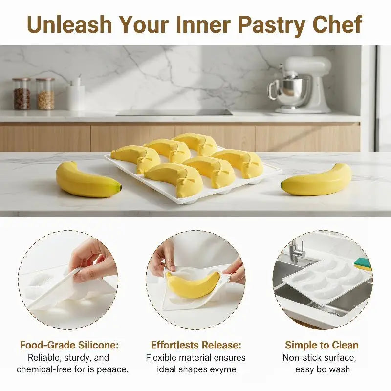 Banana Silicone Baking Mold 6/12 Cavity – Non-Stick Dessert Silicone Baking Mold Nixie