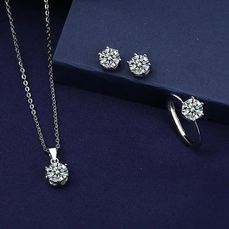 3-Piece Bridal Jewelry Set – Zirconia Necklace, Earrings & Ring Bridal Jewelry Set Nixie