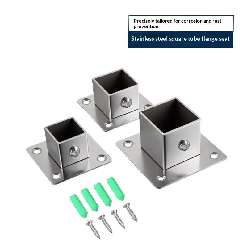 Stainless Steel Square Tube Connector Flange Base 25/30/35mm Tube Connector Clamp Nixie