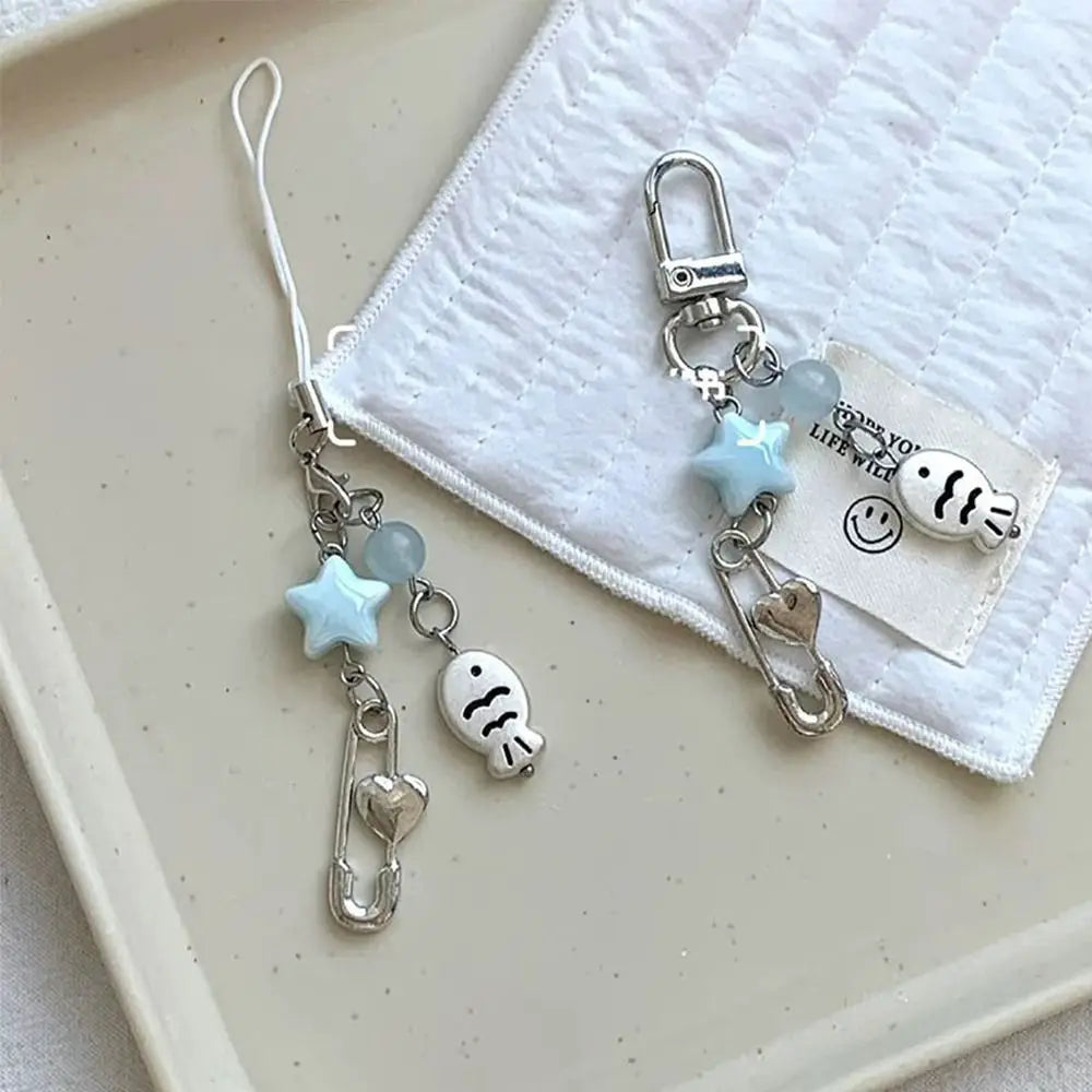 Beaded Wind Chime Keychain Resin Sakura Phone Charm Pendant Keychain Charm Nixie