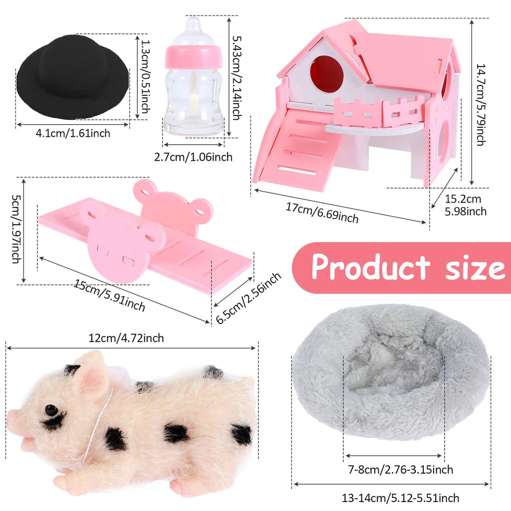Silicone Pig Doll Toy Set – Realistic Lifelike Piglet Figure Silicone Animal Doll Nixie
