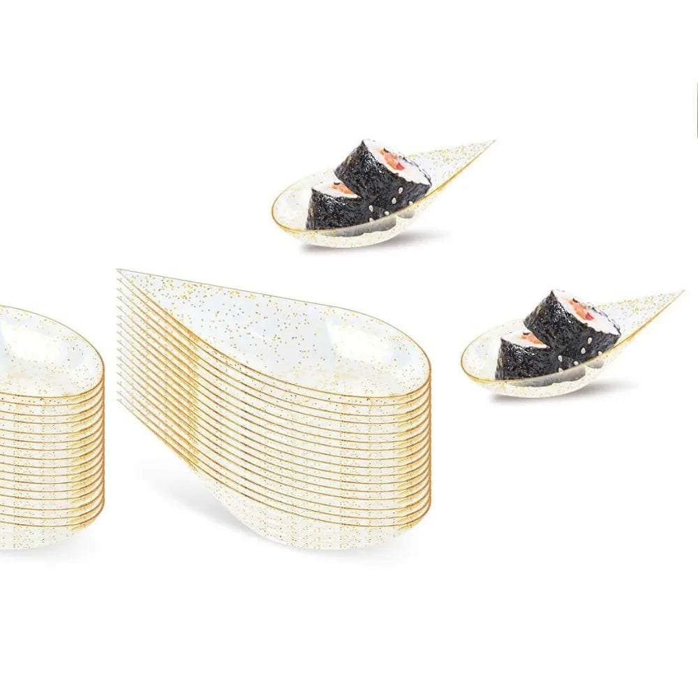50Pcs Teardrop Mini Appetizer Plates – Reusable Dessert Tasting