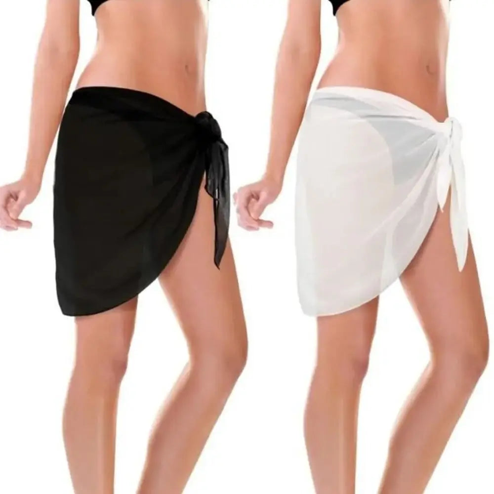 Sheer Chiffon Swimsuit Cover-Up Short Skirt | Lace-Up Wrap Swimsuit Cover-Up Nixie