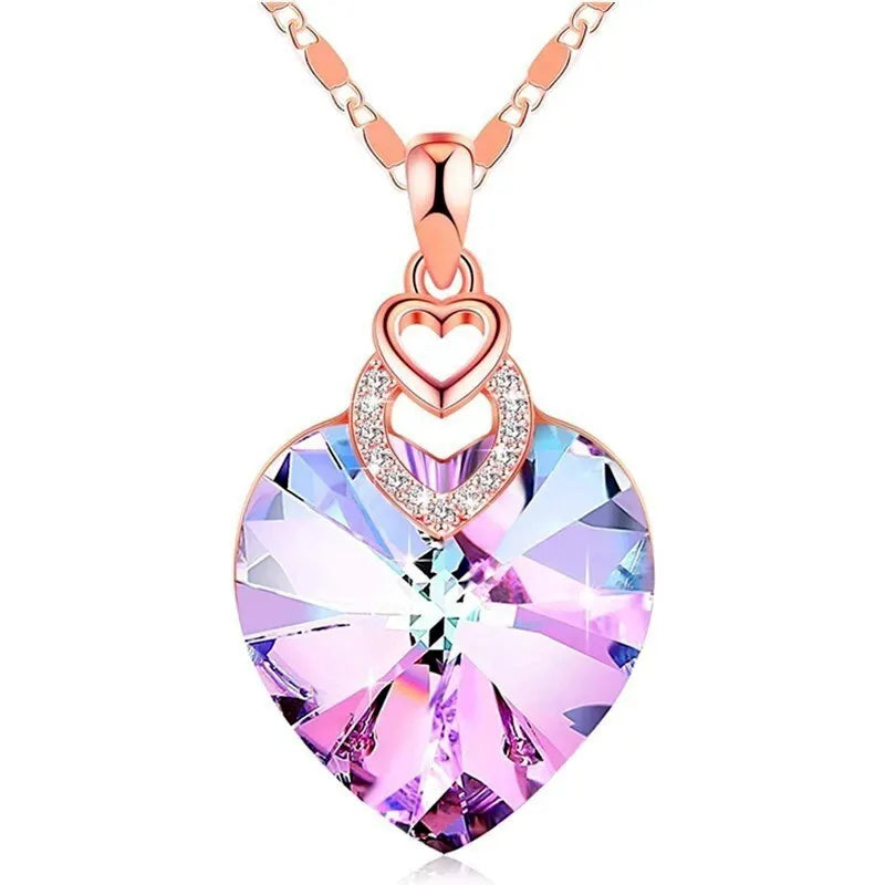 Heart Crystal Pendant Necklace for Women – Elegant Gift Pendant Necklace Nixie