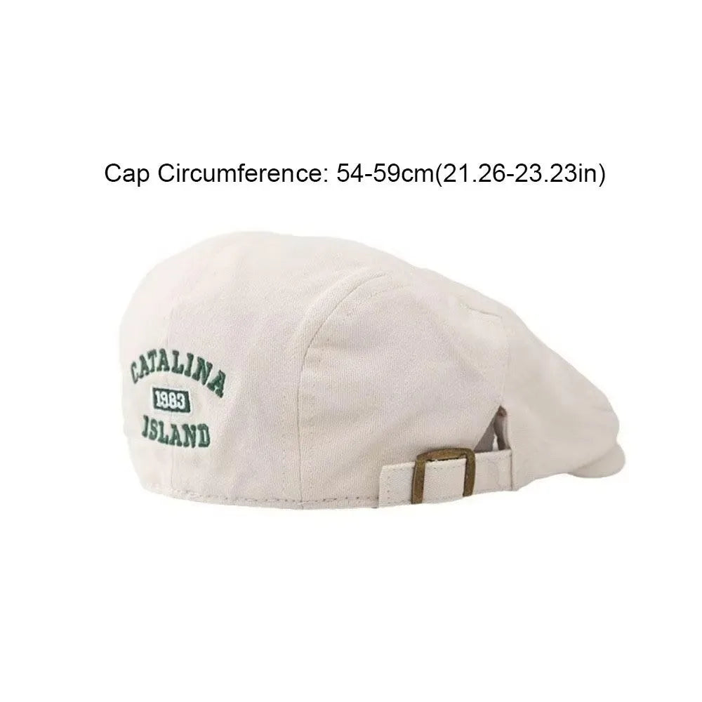 Vintage Y2K Beret Newsboy Cap – Cotton Embroidery Flat Cap