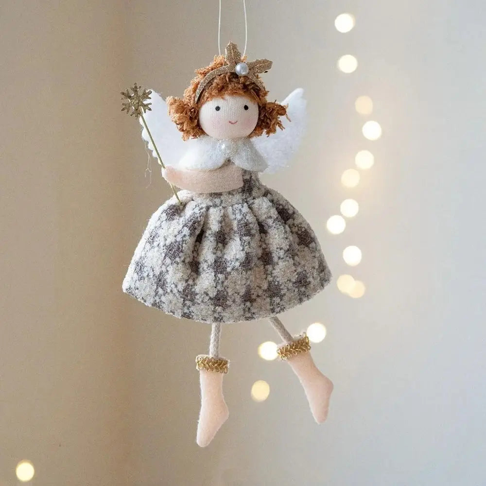 Cloth Angel Girl Christmas Ornament Pendant – Red White Grey Christmas Ornament Nixie