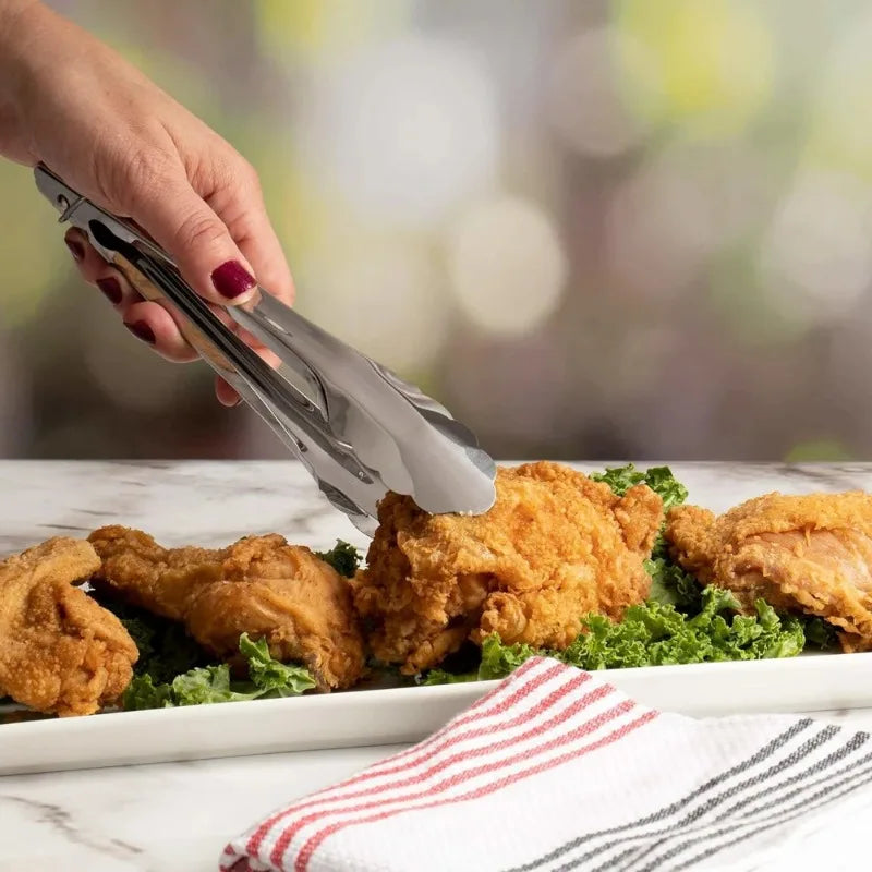 Stainless Steel BBQ Tongs – Non-Slip Long Handle, Dishwasher Safe Kitchen Tongs Nixie