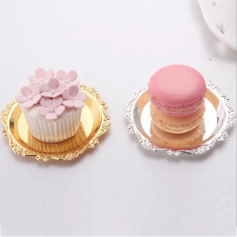 Silver & Gold Glossy Metal Tray – Decorative Plate for Party Decorative Serving Tray Nixie