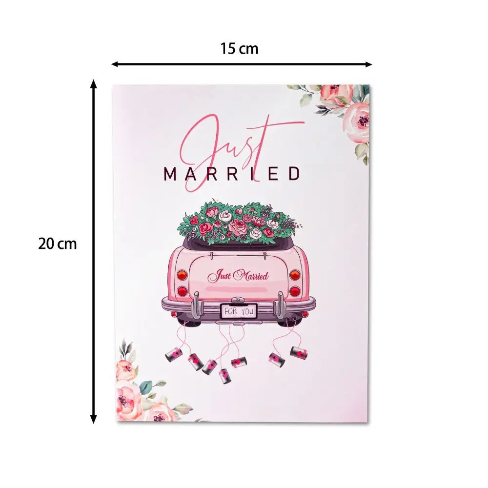 3D Pop-Up Wedding Card – Floral Watercolor Just Married Pop-Up Greeting Card Nixie