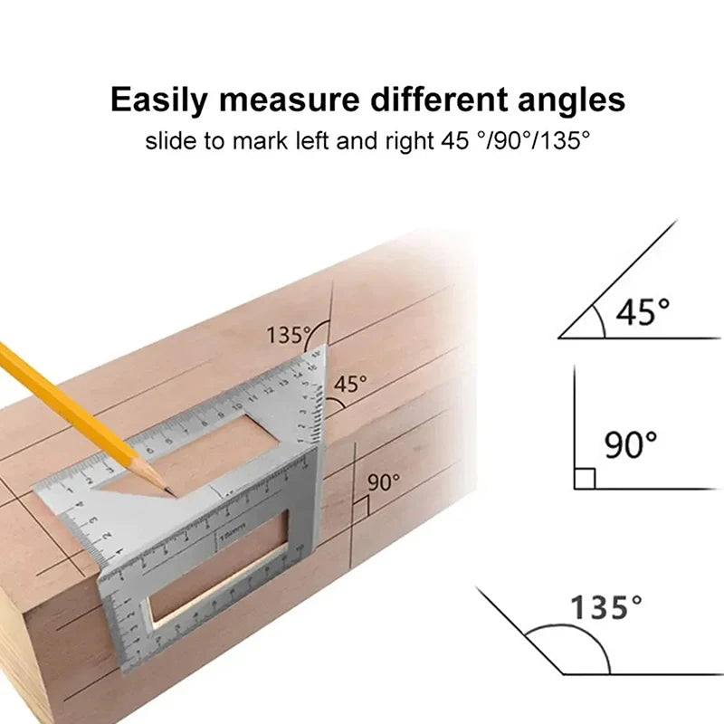 Aluminum Alloy Woodworking Angle Ruler 45 & 90 Degree Marking Gauge Woodworking Angle Ruler Nixie