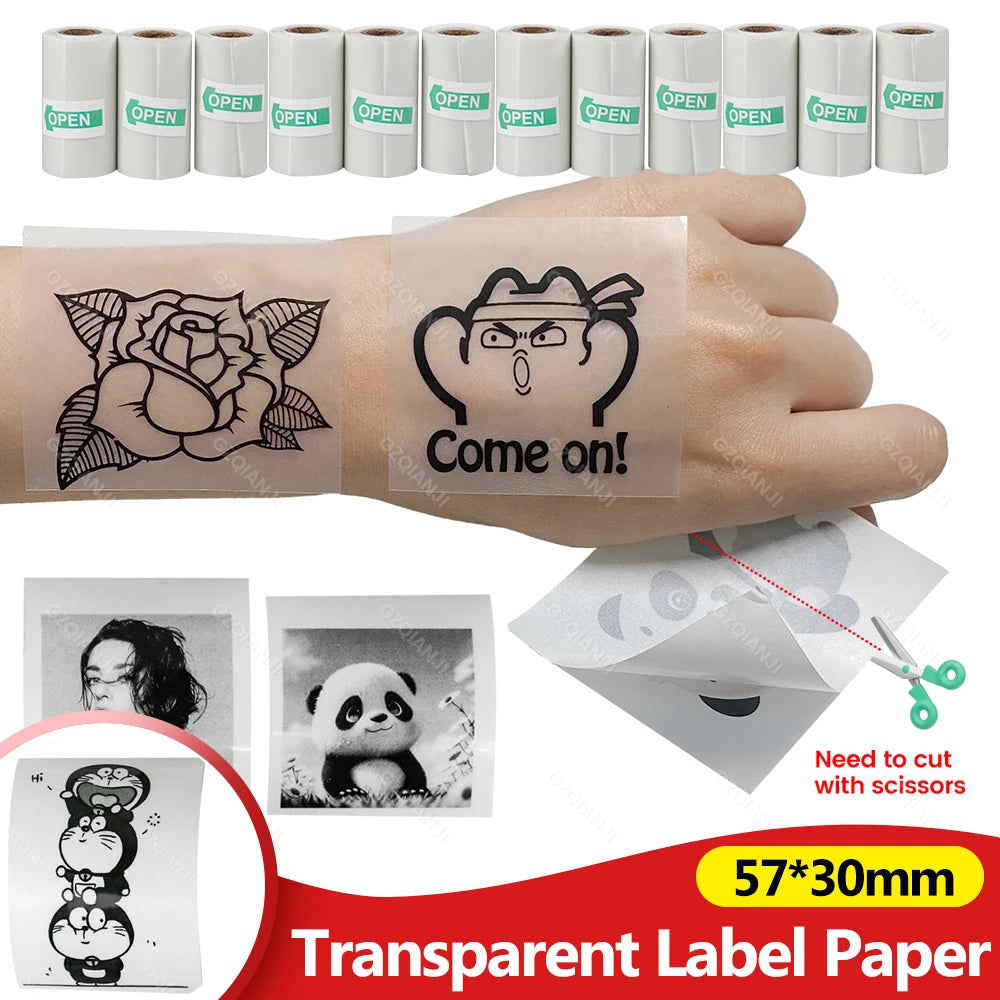 57x30mm Clear Adhesive Thermal Sticker Paper for 58mm Printer