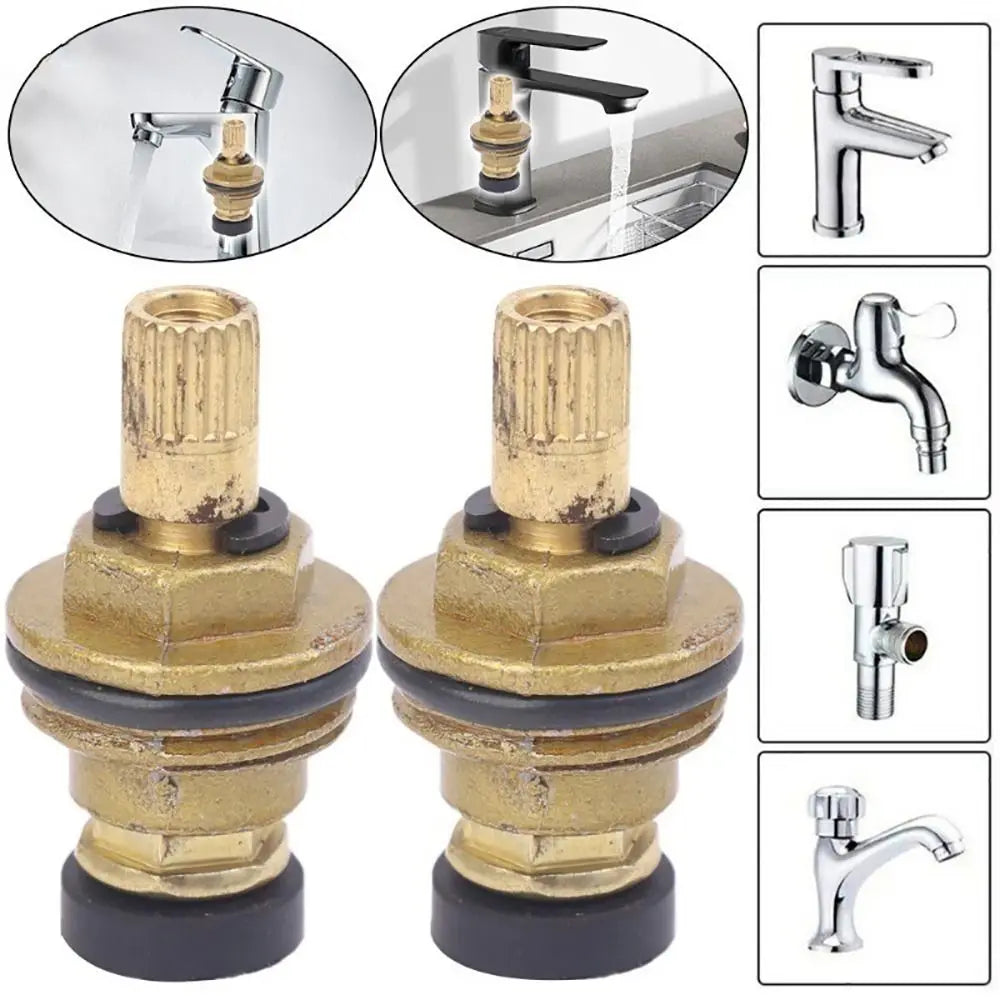6Pcs G1/2" Brass Faucet Valve Cartridge 20-Tooth Replacement Faucet Valve Cartridge Nixie