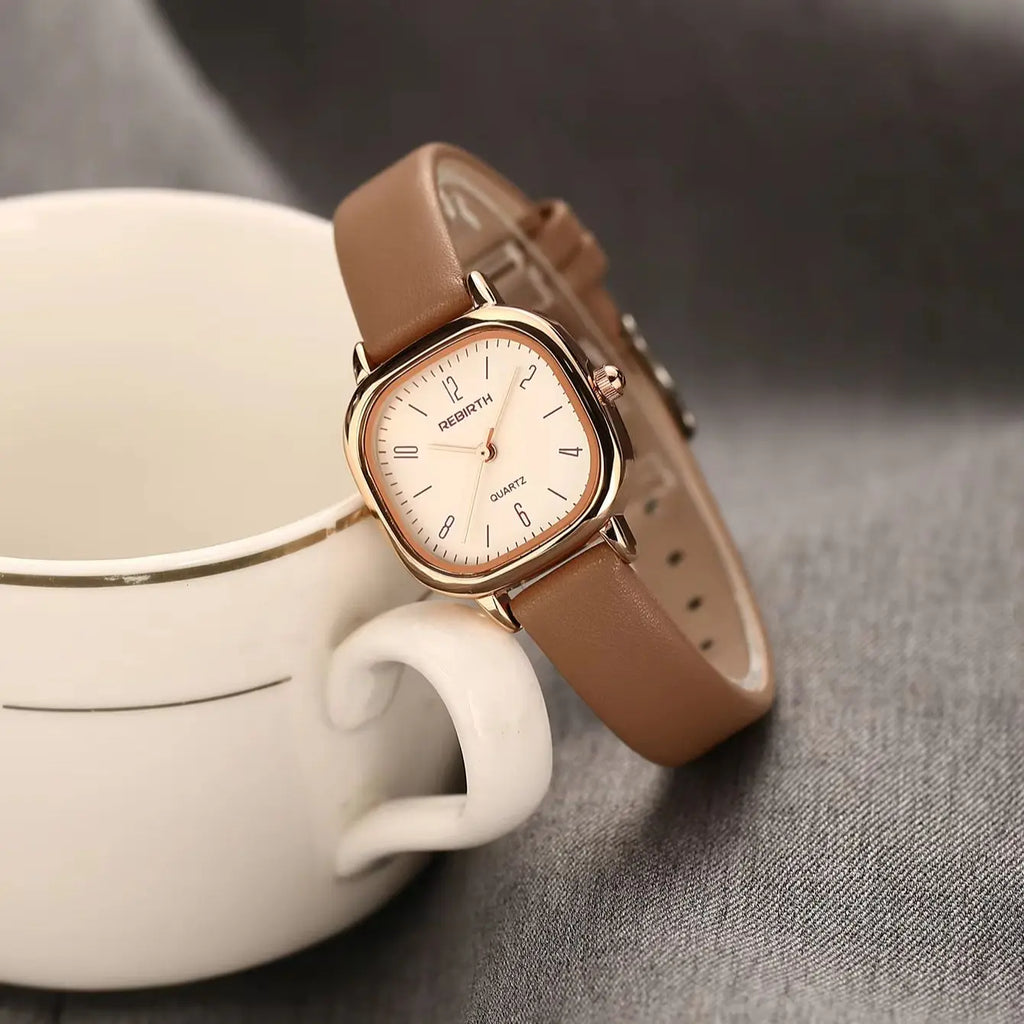 REBIRTH Roman Scale Quartz Watch | Leather Band, Water-Resistant Quartz Wrist Watch Nixie