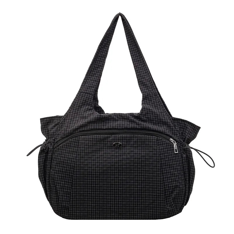 Women's Large Plaid Tote Bag for Travel & Commuting Tote Bag Nixie Black