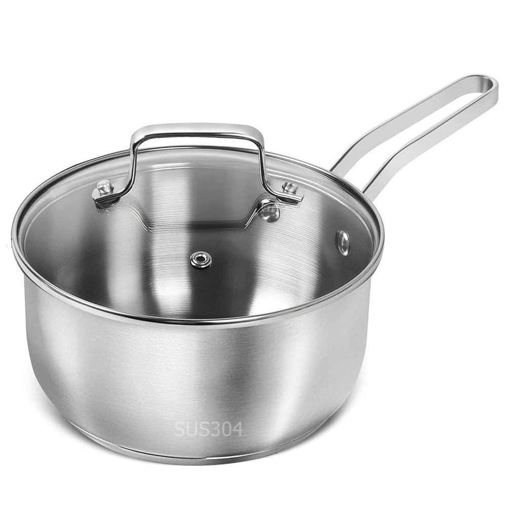Punana 304 Stainless Steel Saucepan 1QT with Glass Strainer Lid Stainless Steel Saucepan Nixie