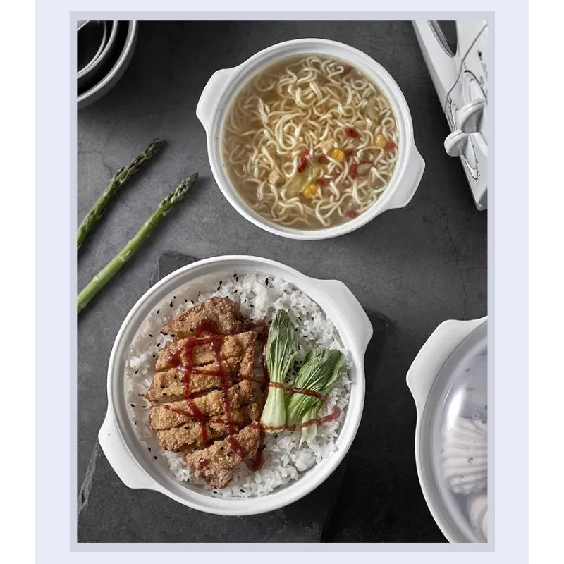 3-Piece Microwave Safe Steamer Bento Lunch Box Set with Lid Microwave Steamer Set Nixie
