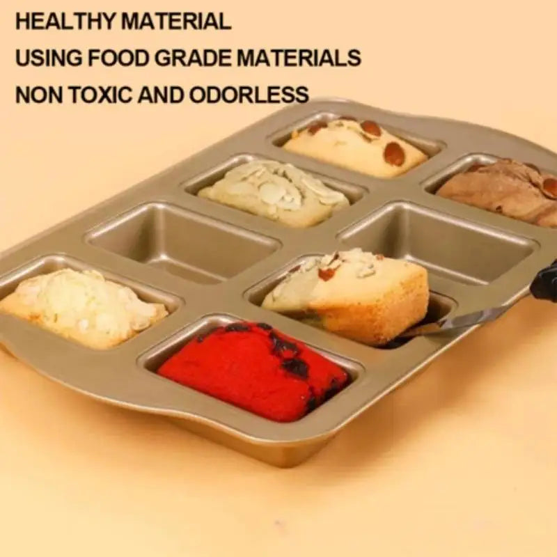 8-Cavity Non-Stick Mini Loaf Pan | Carbon Steel Baking Tray Mini Loaf Baking Pan Nixie