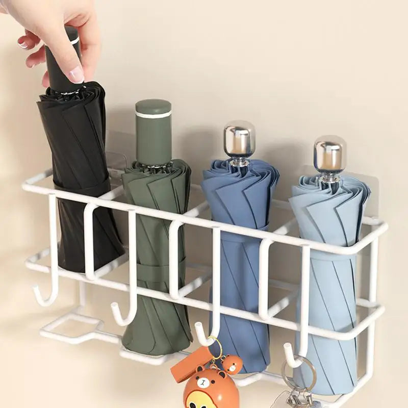 Wall-Mounted Umbrella Holder Rack – Indoor Storage Hooks