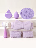 7-in-1 Facial Skincare Kit – Brush, Sponge & Headband Set Facial Skincare Kit Nixie PURPLE