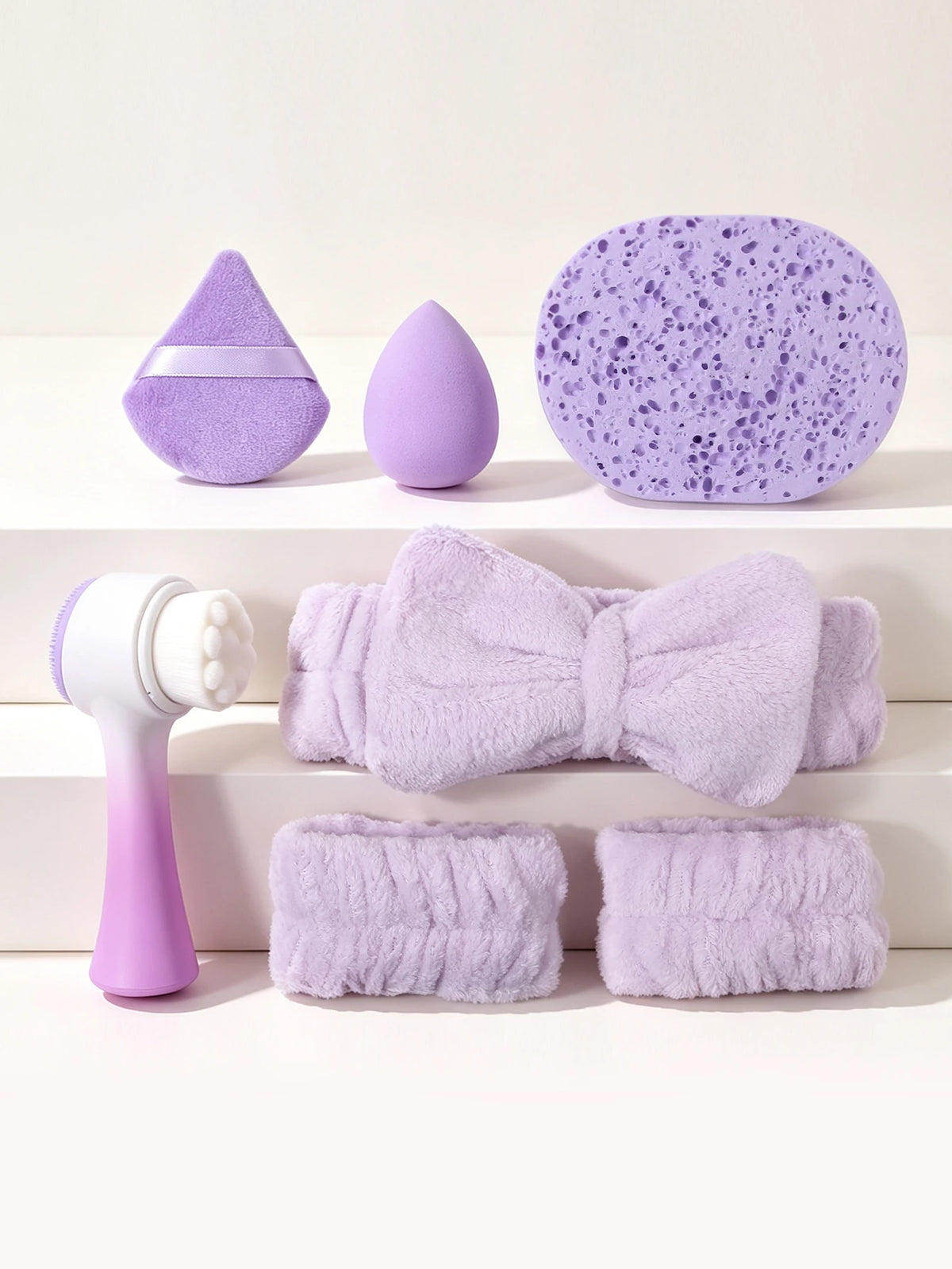 7-in-1 Facial Skincare Kit – Brush, Sponge & Headband Set Facial Skincare Kit Nixie PURPLE