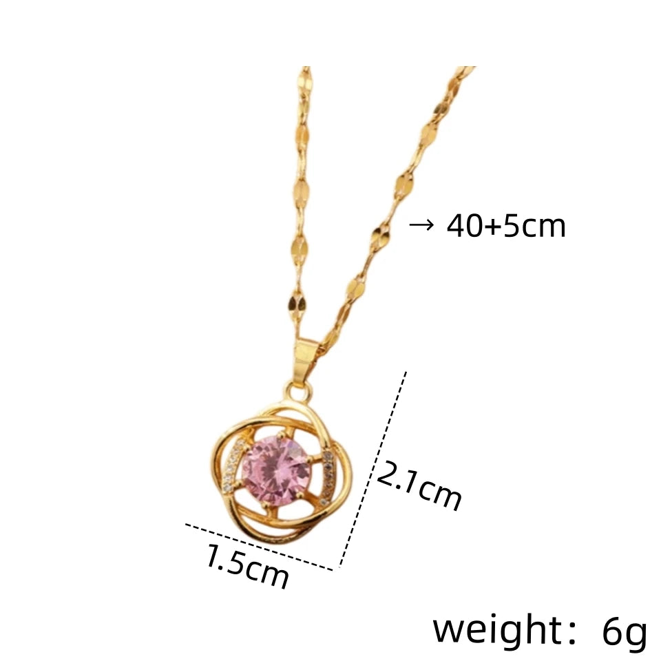 Women's Gold Flower Pendant Necklace | Stainless Steel Chain Pendant Necklace Nixie XL1944-17