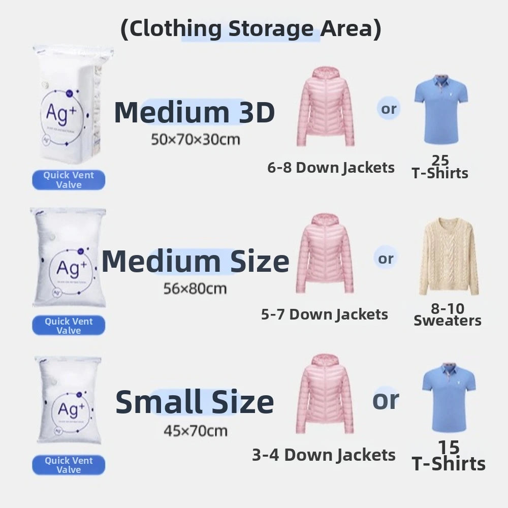 Antibacterial Vacuum Storage Bags No Pump | Large PA+PE