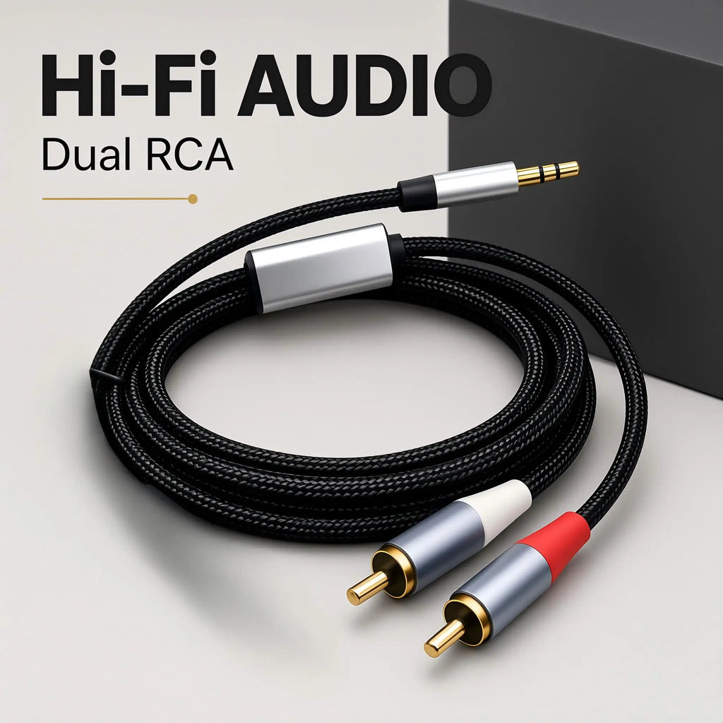 3.5mm to 2-RCA Audio Splitter Cable | AUX to RCA Stereo Audio Splitter Cable Nixie